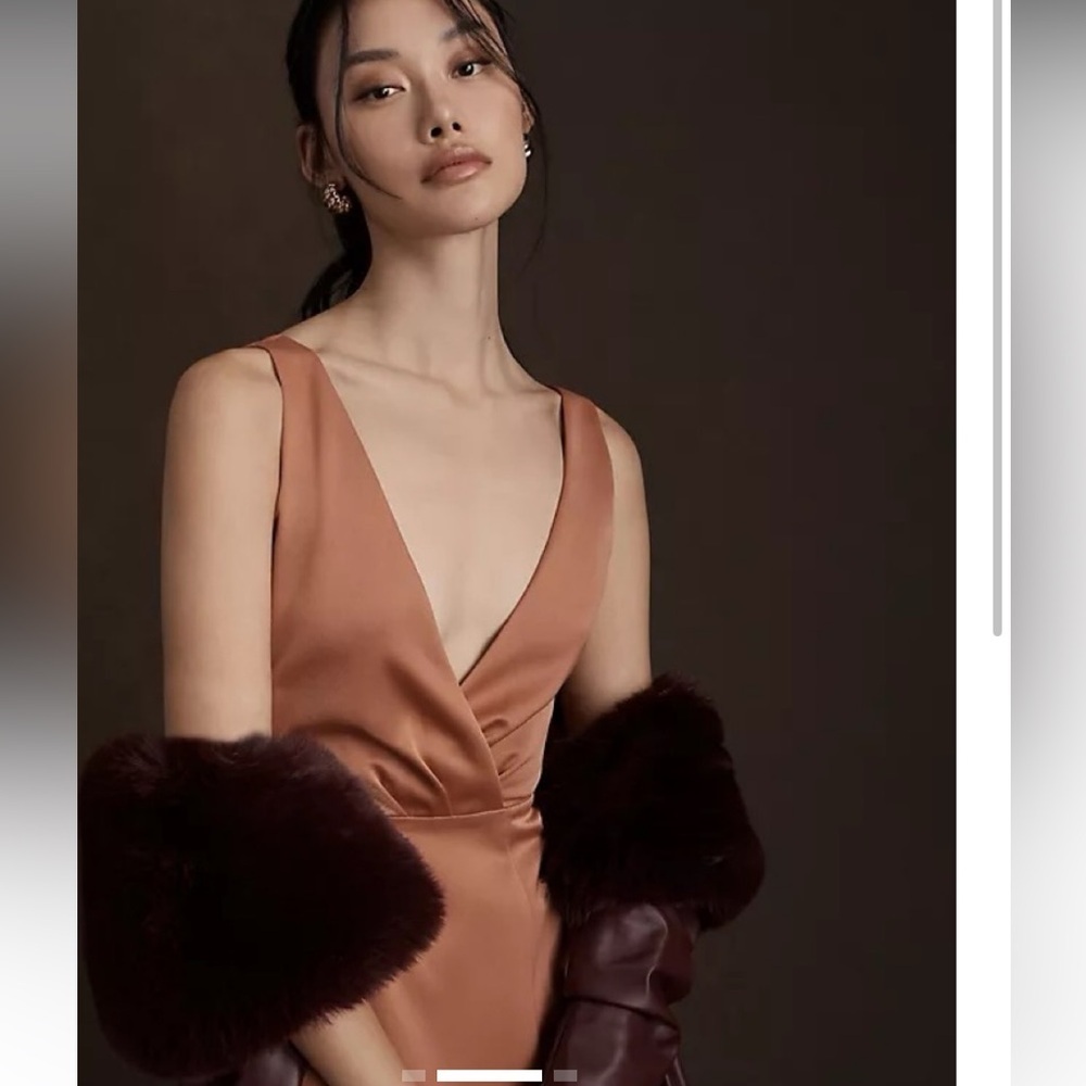Nwt 
BHLDN Piper V-Neck Side-Slit Satin Gown Sedona spring wedding formal $248 - Picture 2 of 12